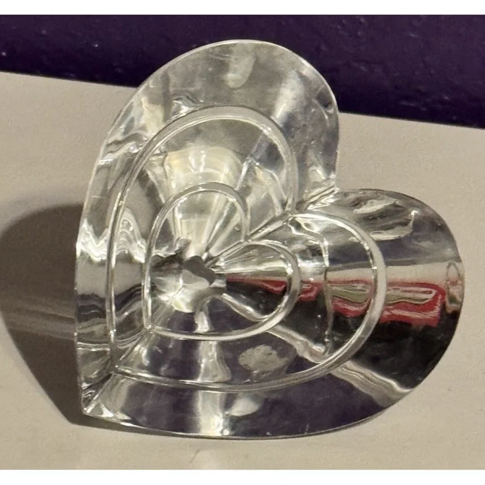 Tiffany & Co Crystal Pyramid Heart Paperweight 3.5